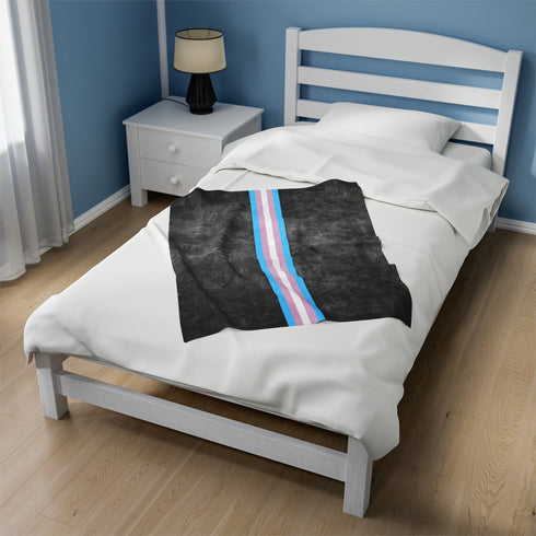 Grunge Transgender Pride Flag Stripe Velveteen Plush Blanket